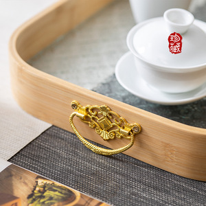 Bamboo <b>Tea</b> <b>Tray</b> With Tempered Glass Base Walnut Color Medium Size For <b>Tea</b> Serving And Home Use - Product Image 3