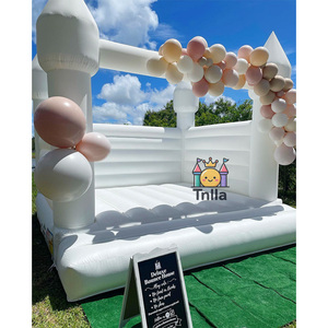 Trampoline gonflable Moonwalk Saut Château gonflable Ligne de saut PVC <span class=keywords><strong>Blanc</strong></span> Maison de rebond de mariage avec toboggan - Product Image 5