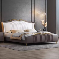 Leichtes italienisches minimalist isches Doppelbett 2m x 2,2 m High-End-Atmosphäre Modernes Leder bett für Haupt schlafzimmer Hochzeits bett
