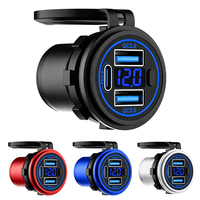 Usine 12V/24V aluminium interrupteur étanche voltmètre chargeur rapide numérique QC3.0 PD3.0 double Port USB chargeur de voiture prise de courant