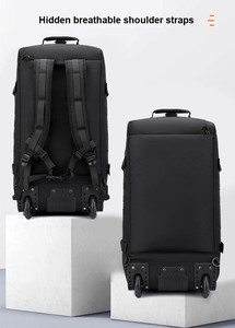 Unisex Polyester large capacity folding travel <b>wheel</b> bag <b>backpack</b> unisex cross body shoulder multi functional luggage bag - Product Image 6