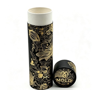Boîte d'emballage cylindrique en papier kraft avec estampage à chaud pour thé, huiles essentielles, aliments et cosmétiques - Product Image 1