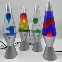 Lampe à lave en gros directement de l'usine, lampe de table à succès, veilleuse avec base argentée pour chambre à coucher, certifiée ETL, ampoule halogène en verre