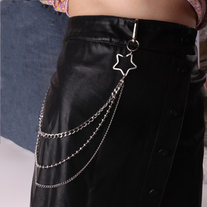 โซ่โลหะรูปดาว สไตล์ฮิปฮอป  หลายชั้น สีเงิน  เครื่องประดับแฟชั่นสำหรับทุกเพศ  ใช้ได้ทุกวัน  ทำจากโลหะผสมสังกะสี - Product Image 2