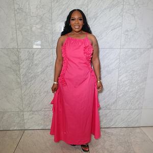 Robes africaines pour femmes Élégantes Dashiki Spaghetti Strap Rose Red Maxi Dress Ladies Traditional African Clothing Fairy Dresses - Product Image 5