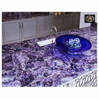 Vente en gros Grande dalle d'améthyste naturelle Pierre semi-précieuse Cristal violet Panneaux muraux en quartz
