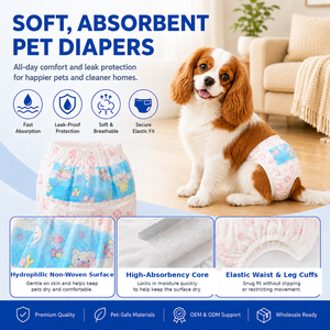 En gros Couches jetables pour chien femelle Super absorbantes Protection anti-fuites SAP Couche sèche respirante <span class=keywords><strong>Film</strong></span> PE en pâte de bois non-tissé - Product Image 2