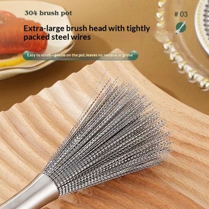 Stainless Steel Pot <b>Brush</b> <b>Long</b> <b>Handle</b> Wire <b>Cleaning</b> <b>Brush</b> Durable Scrub <b>Brush</b> For Kitchen Pan Pot Dishware Washing <b>Cleaning</b> Work - Product Image 3