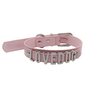 Nouveau collier pour chien en cuir PU, motif dessin animé, lettres personnalisées, boucle réglable, collier pour animal de compagnie en métal - Product Image 1