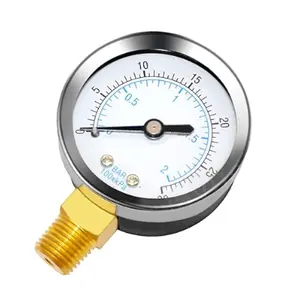 New Brass 1/4\" Male NPT Thread Pressure Gauge 0 To 60 PSI Source Treatment Unit For Retail Industries 1 Year Warranty
