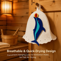 Chapeau de sauna unisexe en feutre de laine, motif dauphin marine avec incrustation turquoise, souvenir marin, protection contre la vapeur pour le bain
