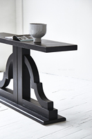 Table console en bois de pin recyclé noir brossé mat de style classique Tables console modernes Meubles de salon