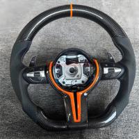 Volant personnalisé M Sport demi-cuir LED en carbone forgé pourBMW F10 F20 F30 F32 F36 M3 F80 M4 F82 M2 F87 X3 F25 F26 E90 E92