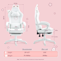 Chaise de jeu inclinable confortable 2026 avec oreilles de chat et support lombaire massant