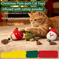Balle en corde de coton naturelle à l'herbe à chat, mignonne et couineuse, pour Noël – Jouet durable pour chat, à mâcher, pour nettoyer les dents, anti-stress et anti-ennui