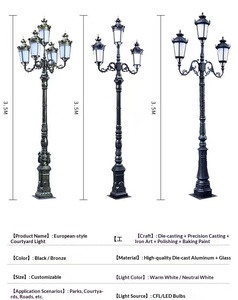 Lampadaires de Jardin de Style Européen, Luminaires Vintage pour Villa, Lampes Extérieures Carrées pour Parc, Lampadaires LED Étanches en Aluminium - Product Image 5