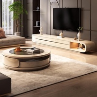 Table basse en verre trempé haute résistance de couleur crème au design moderne et luxueux pour les petits salons |   Appartements Villas |