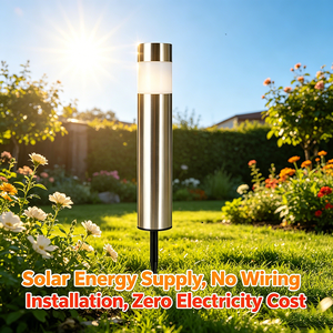 Edelstahl Solar-Erdspießleuchte IP65 Wasserdicht LED Warmweiß Lichtsensor Rasen-Wegeleuchte Stromlos Ohne Verkabelung Garten - Product Image 2