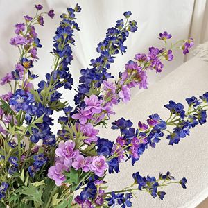Fleur artificielle Yasunobu, fleur en soie à 3 branches en forme de queue d'hirondelle, bleu violet, décoration de mariage et de la maison - Product Image 4