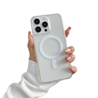 Coque de téléphone portable transparente magnétique anti-chute en TPU+PC avec moulage par injection pour 16 Pro Max