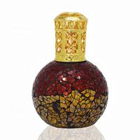 Lampe à parfum décorative en mosaïque de verre avec diffuseur d'huile en métal en forme de couronne, brûleur à huile avec kit d'accessoires pour la décoration de la maison
