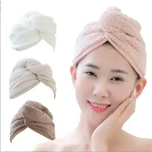 Kustom SPA Super penyerap cepat kering grosir Ultra mewah Microfiber rambut pengering bungkus handuk Salon rambut Turban untuk wanita