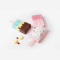 Boîte à bonbons créative en forme de popsicle de style coréen Boîte-cadeau pliante en papier enduit avec estampage Tiroir à crème glacée mignon Échantillon gratuit