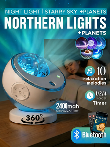 Projecteur Lampe Ciel Étoilé Aurores Boréales avec Haut-Parleur, Veilleuse Musicale pour le Sommeil, Ambiance Glaciale, Télécommande ABS - Product Image 1
