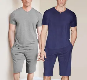 Summer Men Modal Cool Short Sleeve Shorts Suit Casual Thin Pajama Trousers Home Wear