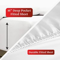 Ensemble de draps de lit en microfibre de luxe pour hôtel ensemble de 4 pièces en polyester tissé à motif uni King Size à poches profondes à usage domestique et hospitalier