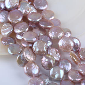 Perles d'eau douce baroques rondes violettes Wenchi 18 cm 13-14 mm, perles naturelles en vrac pour bijoux DIY, modèle 30593, couleur rose - Product Image 3