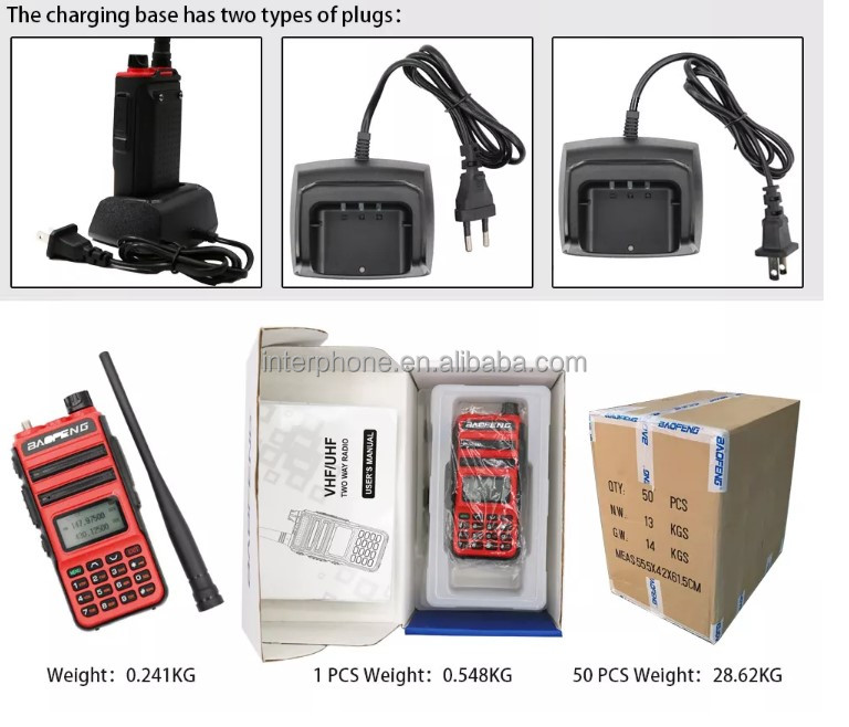 BaoFeng UV-S9 Plus 8-Watt 2200mAh Larger Battery with USB Charger Cable Rechargeable long rang VHF UHF radio