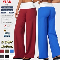 Pantalon de yoga évasé pour femme, taille haute contrastante, doux et extensible, pour l'entraînement et le fitness, 5 couleurs disponibles