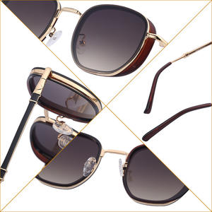 Gafas de sol retro Steampunk para hombre, montura cuadrada pequeña, protección UV400, lentes de PC, montura negra C8A, azules, para conducir y viajar - Product Image 5