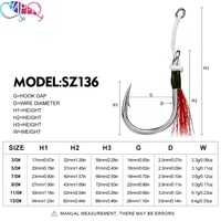 Nouvelles 2 paires d'hameçons en acier à haute teneur en carbone 3/0 # -13/0 #   Hameçons de pêche à la ligne en silicone rouge lumineux avec jupe en silicone et ardillon pour la pêche en eau salée et la pêche au gros gibier