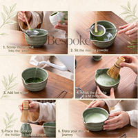 Ensemble cadeau matcha avec logo personnalisé, bol à matcha en céramique avec bec verseur, fouet en bambou, support pour fouet en bambou, cuillère en bambou, tamis en acier inoxydable, outils pour le thé matcha