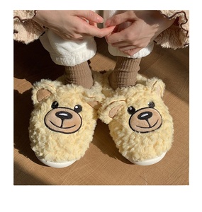 XIXITIAO inverno nuovi stili casa piatta pantofole fuzzy orso donna soffice molto caldo moda pantofole di pelliccia per le donne ragazze - Product Image 2