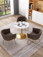 Ensemble de table et de chaises de salle à manger rondes de luxe moderne, 2 places, pieds en acier inoxydable, plateau en pierre frittée, meubles de salle à manger portables pour appartement