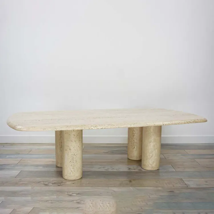 कस्टम पत्थर टेबल ठोस सिलेंडरों संगमरमर travertin कॉफी टेबल उच्च गुणवत्ता travertine टेबल
