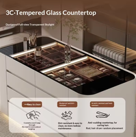 Vitrine de présentation de bijoux et montres autoportante, moderne, multicouche, de luxe, écologique, durable, avec dessus en verre, étanche, type îlot