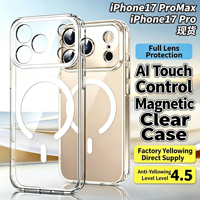 Casing Magnetik TPU+PC Kristal Bening Anti-Kuning Grosir Pabrik untuk 18 17 Pro Max, Tipis, Tahan Banting, Pelindung Kamera