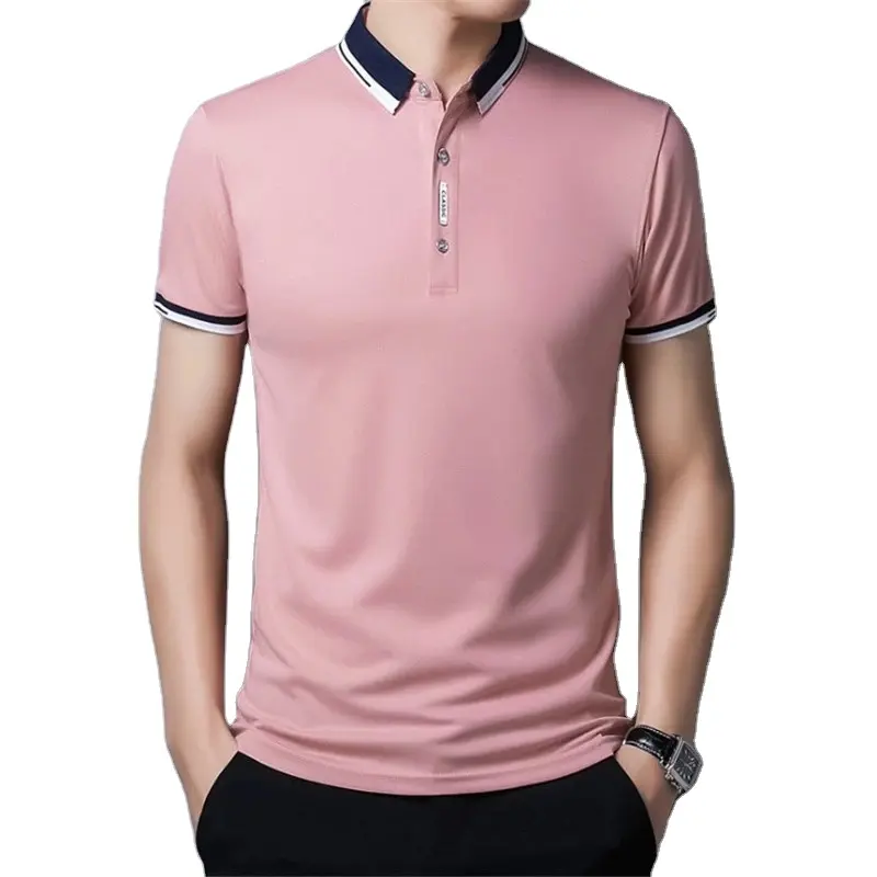 Hot-selling Men's Polo Shirt Casual Solid Color Lapel Cotton Short Sleeve Business Blank Polo t shirt