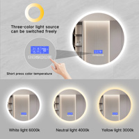 Hotel kaca rias LED Bluetooth cerdas, lampu latar belakang LED Bluetooth Cerdas dengan tampilan jam dan waktu