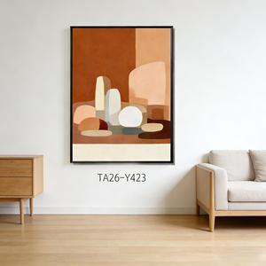 Tableau mural sur toile avec figurine minimaliste et <span class=keywords><strong>cactus</strong></span>, décoration intérieure bohème aux tons Morandi pour salon - Product Image 1