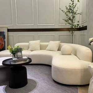 Mobili di Foshan Stile Nordico Moderno <span class=keywords><strong>Divano</strong></span> <span class=keywords><strong>Angolare</strong></span> Bianco di Alta Qualità <span class=keywords><strong>Divano</strong></span> Componibile Modulare di Lusso in Bouclé Curvo per Soggiorno e Casa - Product Image 6