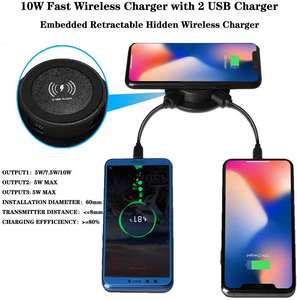 Meuble 3 en 1 Rétractable 10W Table Cachée Charge Rapide USB Intégré Bureau Batterie Chargeur de Téléphone - Product Image 4