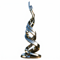 Sculpture moderne en acier inoxydable poli, grande, abstraite, en spirale, miroir, couleurs personnalisées, art paysager extérieur, statue de jardin