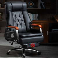 Fauteuil de Bureau Ergonomique de Direction en Cuir à Dossier Haut, Pivotant et Inclinable avec Massage et Roulettes