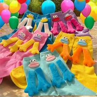 Chaussettes respirantes en tricot à motif de bouche de saucisse mignonnes, couleur unie, pour filles, avec cordon de serrage magnétique, de haute qualité et pleines d'énergie jeune