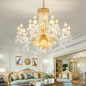 European Style Crystal Chandelier 24K Electroplated Multi Head LED <b>Light</b> For Living Room Hotel Decor - Product Image 3